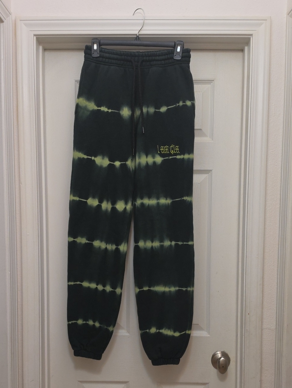I.AM.GIA Black & Neon Green Tie-Dye Track Pants